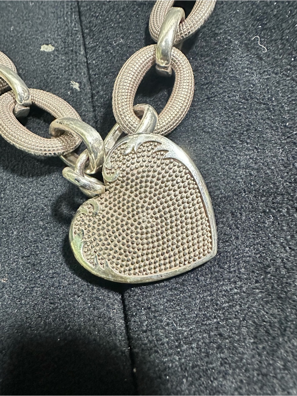 Vtg: Brighton CHUNKY Cordoba Heart Pendant Chain Link Necklace - Picture 9 of 13